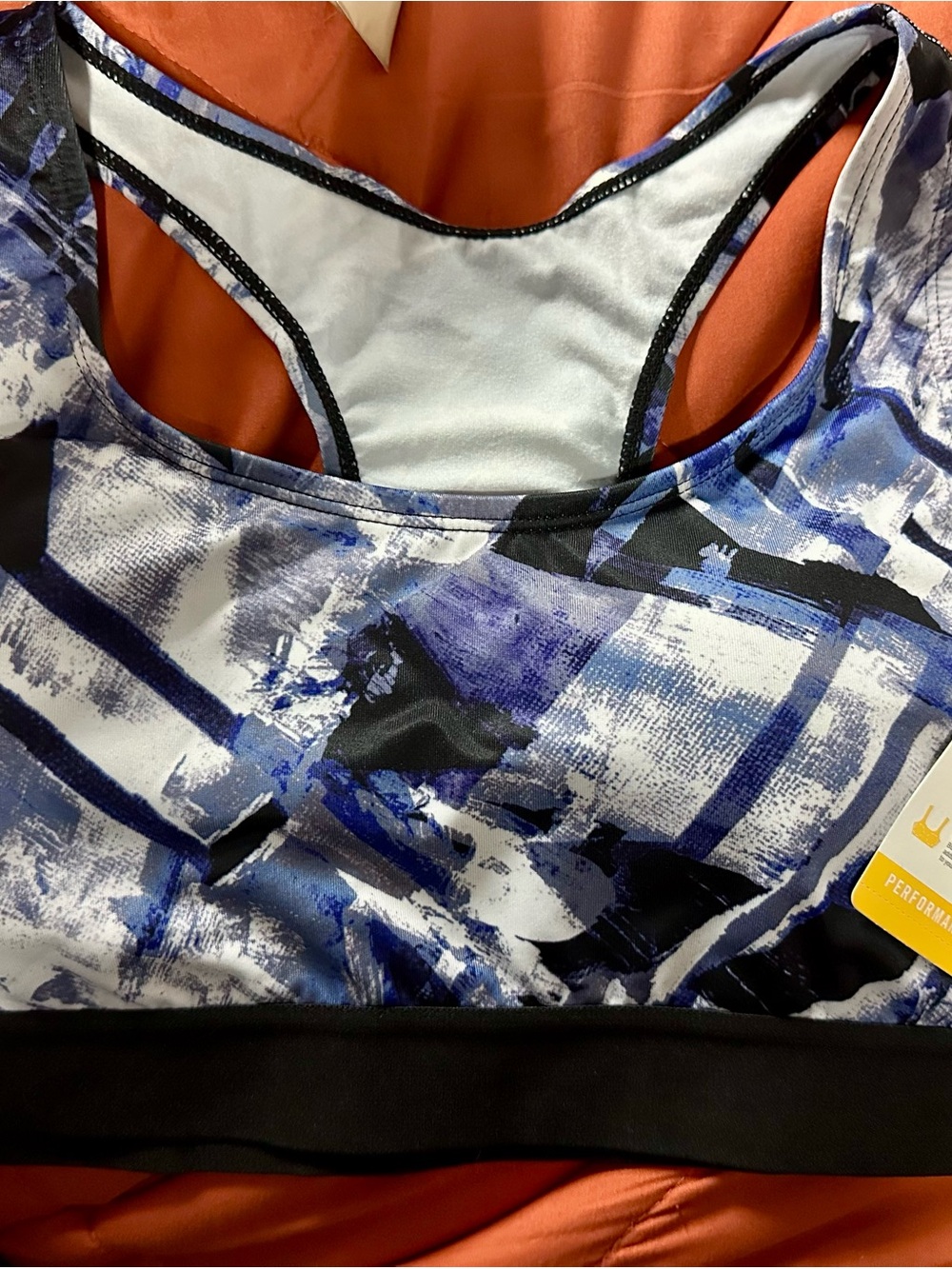 Everlast Blue and White Abstract Sports Bra with Black Trim
